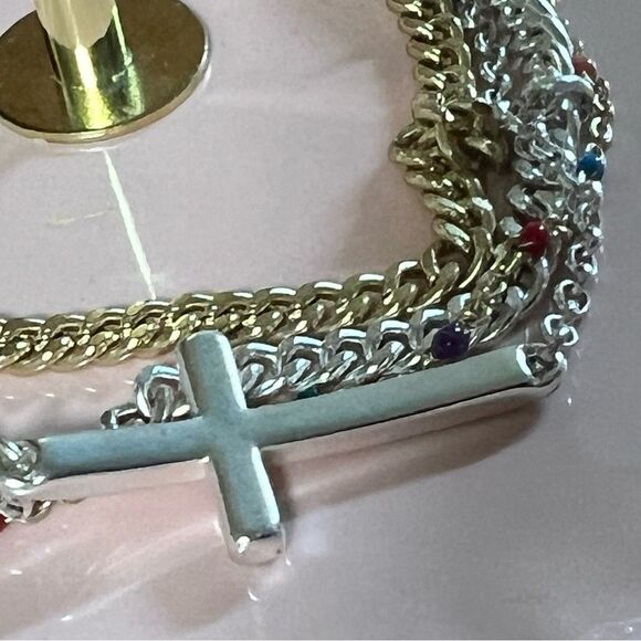 Brand New Lucky Brand Gold and Silver Layered Bracelet #LBBR7 - Picture 4 of 5